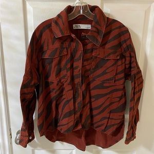 Zara red jeans jacket Small
